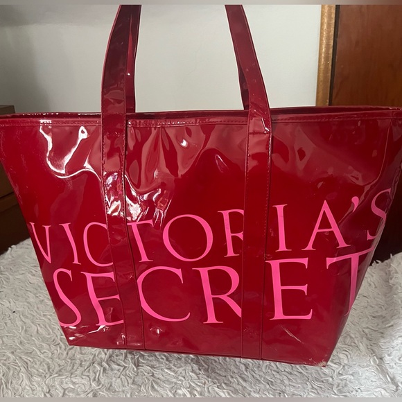 Victoria's Secret Handbags - Victoria's Secret Glossy Red Tote